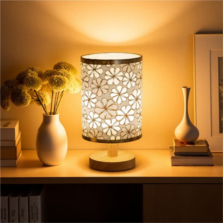 Nordic Solid Wood Fabric Decorative USB Desk Lamp for Bedroom, Bedside, Study, Homestay LED Night Light Wholesale Creative Decal