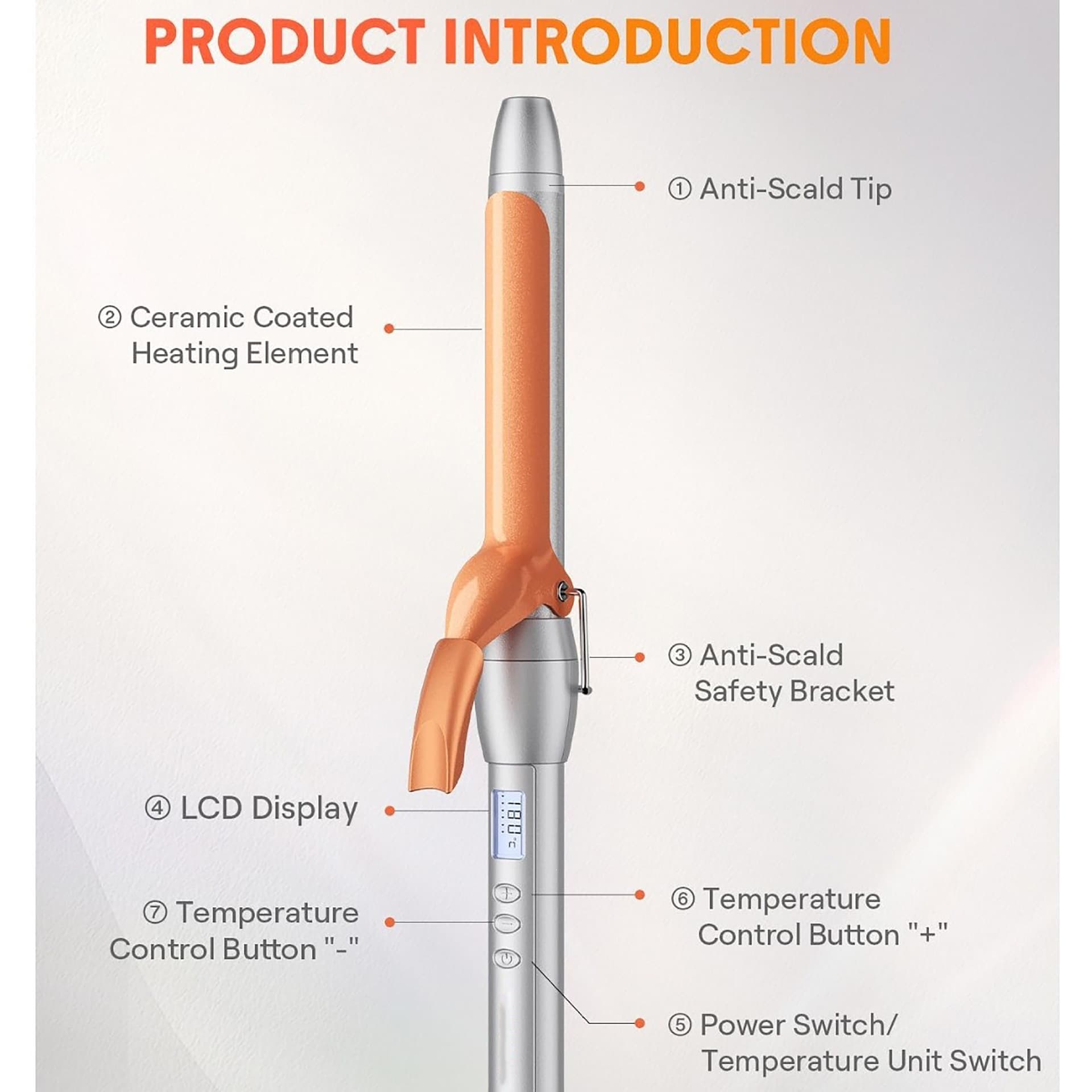 Dual Voltage Adjustable Temperature Curling Iron for Salon Use