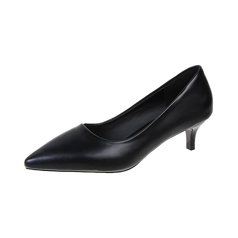 High Heels Women 2025 Fall New Classic Thin Heel Commute Black Soft Leather Work Shoes