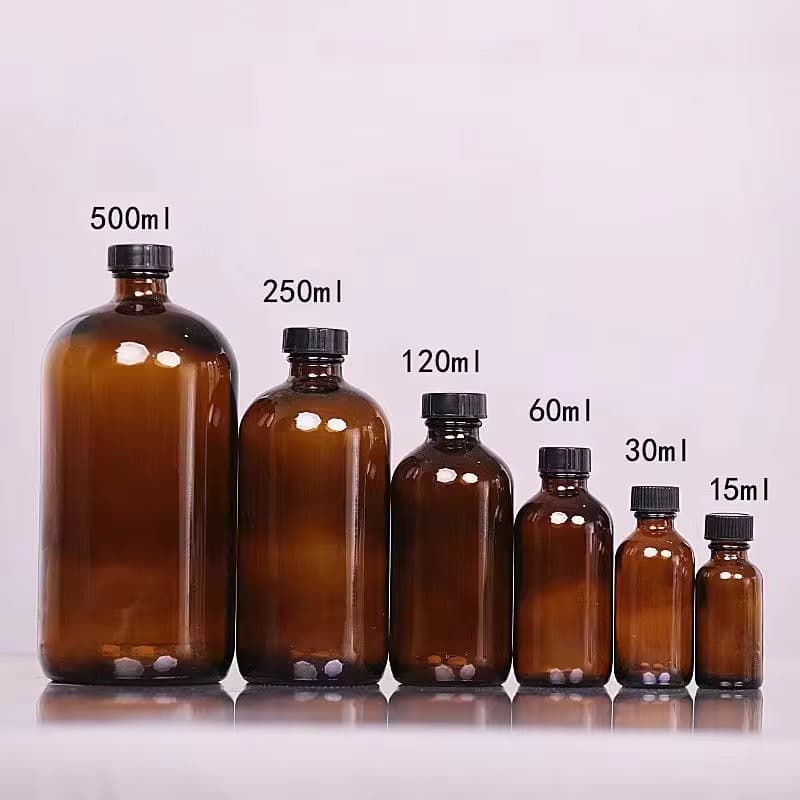 250ml 500ml Brown Bakelite Cap Boston Glass Bottle Shampoo Bottle Small Mouth Reagent Bottle