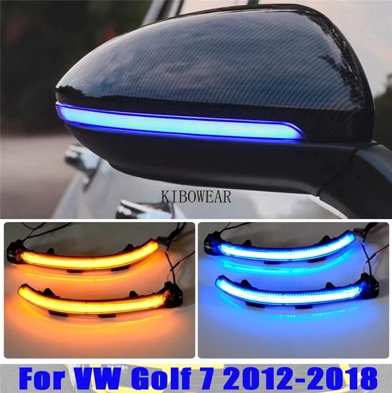 For Volkswagen Golf 7 7.5 GTI LED Sequential Turn Signal Light Golf R Dual Color Blue Yellow Light