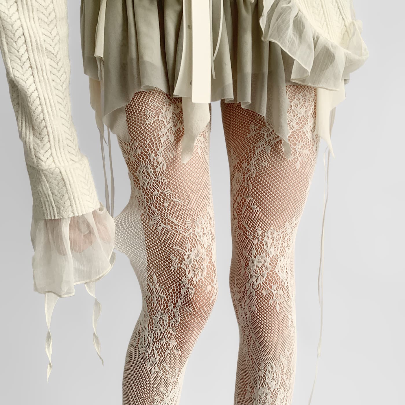 Spring and Summer Floral Fishnet Stockings, Hollow-Out Ballet-Style Lace Retro Pantyhose, Melard High-Elastic Suspender Stockings, Sweet and Cool Spicy Girl Style