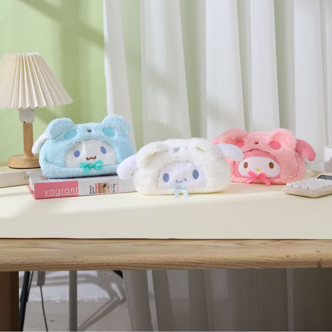 Cute My Melody Little Devil Plush Pencil Case Large Capacity Stationery Bag Cosmetic Bag