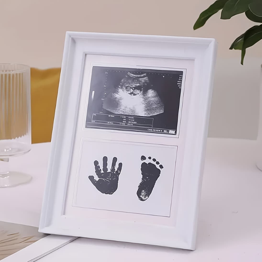 Baby Ink Pad No-Clean Newborn Baby 100-Day Full Moon Commemorative Hand and Foot Print Photo Frame Hand and Foot Print DIY