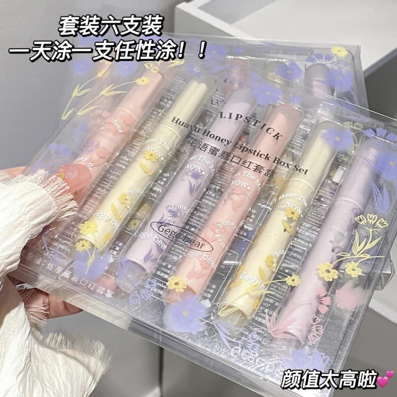 Gegebear Little Bear Flower Language Sweetness Lipstick Moisturizing Heart-Shaped Lip Balm for Female Students Makeup Wholesale