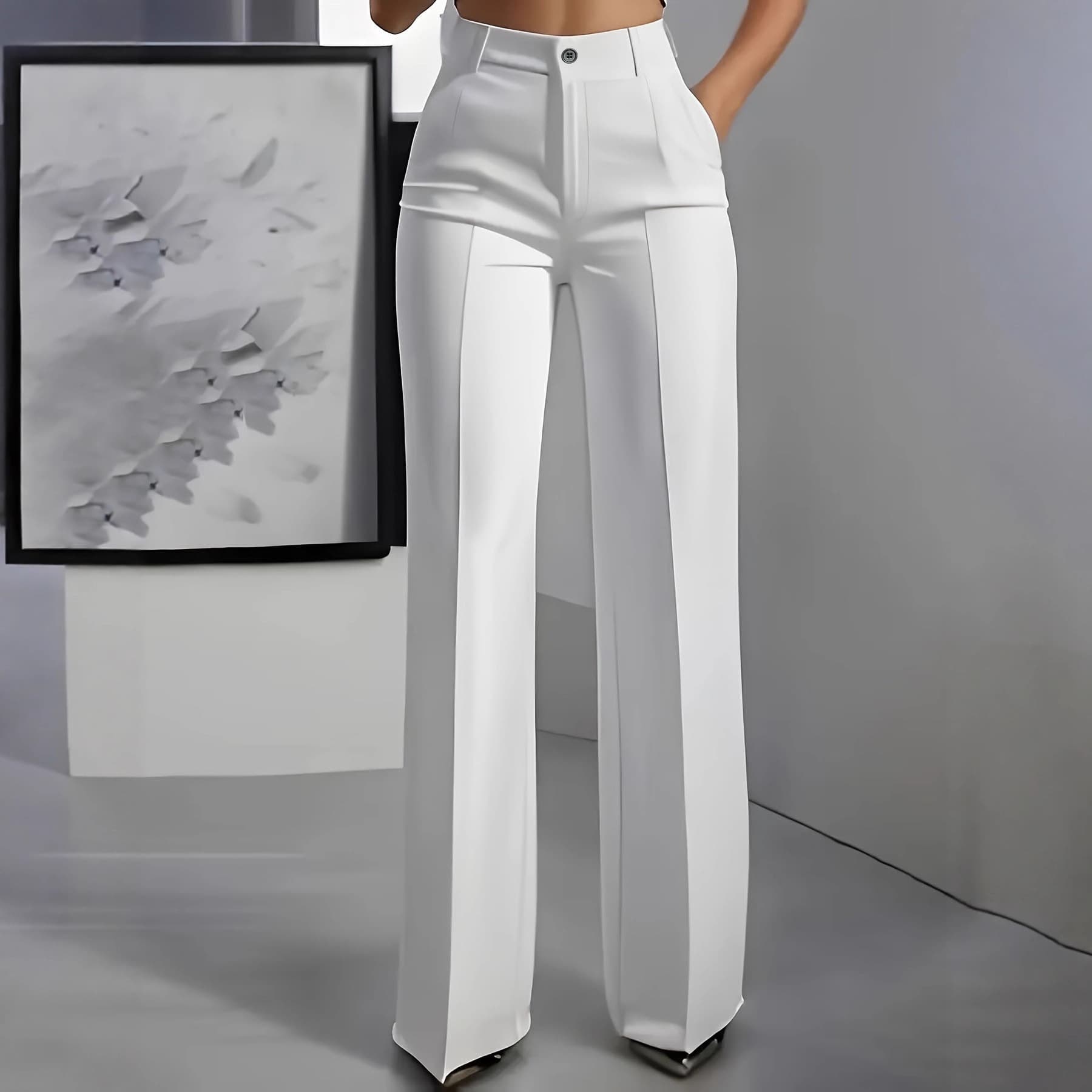 2025 Spring/Fall Women's New High-Waist Draped Straight-Leg Simple Commuter Suit Trousers Wide-Leg Pants