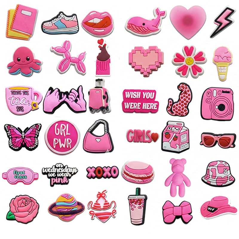 New Cross-Border Pink Ins-Style Clog Shoe Charms Accessories Shoe Decorations Shoe Soft Rubber Patches Shoe Buckles