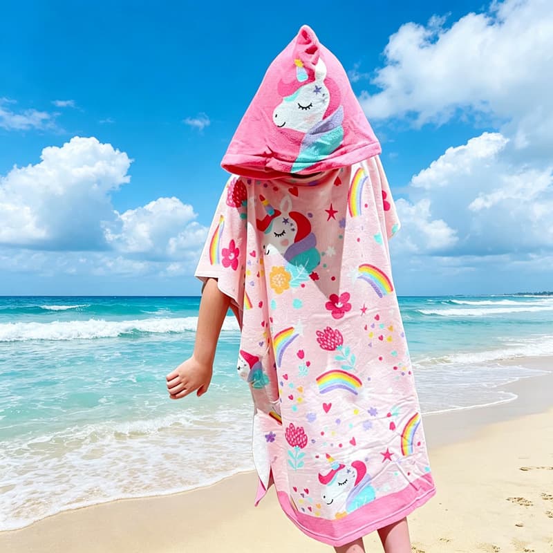 Amazon Kids Hooded Towel Cape, Printed Active Bathrobe for Boys and Girls, Absorbent Quick-Dry Wearable Towel