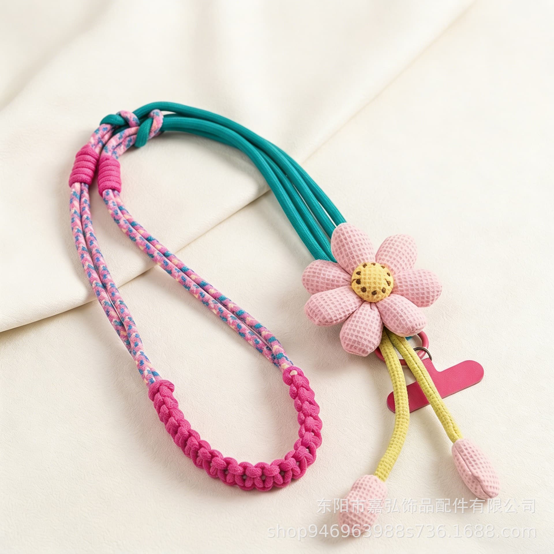 New creative flower multifunctional long anti-loss braided rope phone charm, fresh and stylish, suitable for outdoor use.