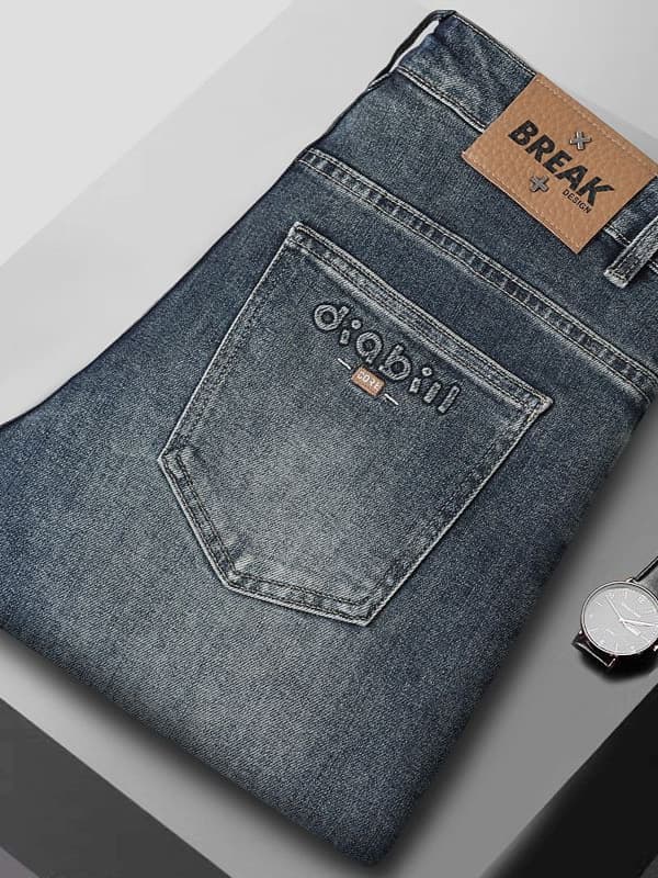 2025 Autumn/Winter New High-End Light Luxury American Retro European Style Jeans Men's Straight Leg Slim Fit Stretch Casual Pants