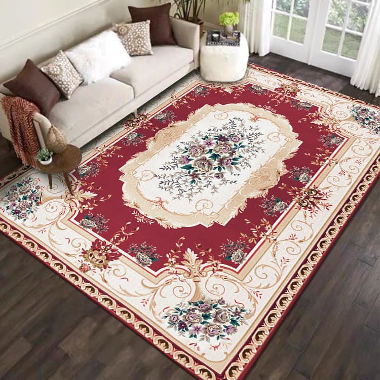 Chinese classic style living room full carpet, cross-border home use, sofa and coffee table non-slip carpet, suitable for sitting and lying down, crystal velvet carpet