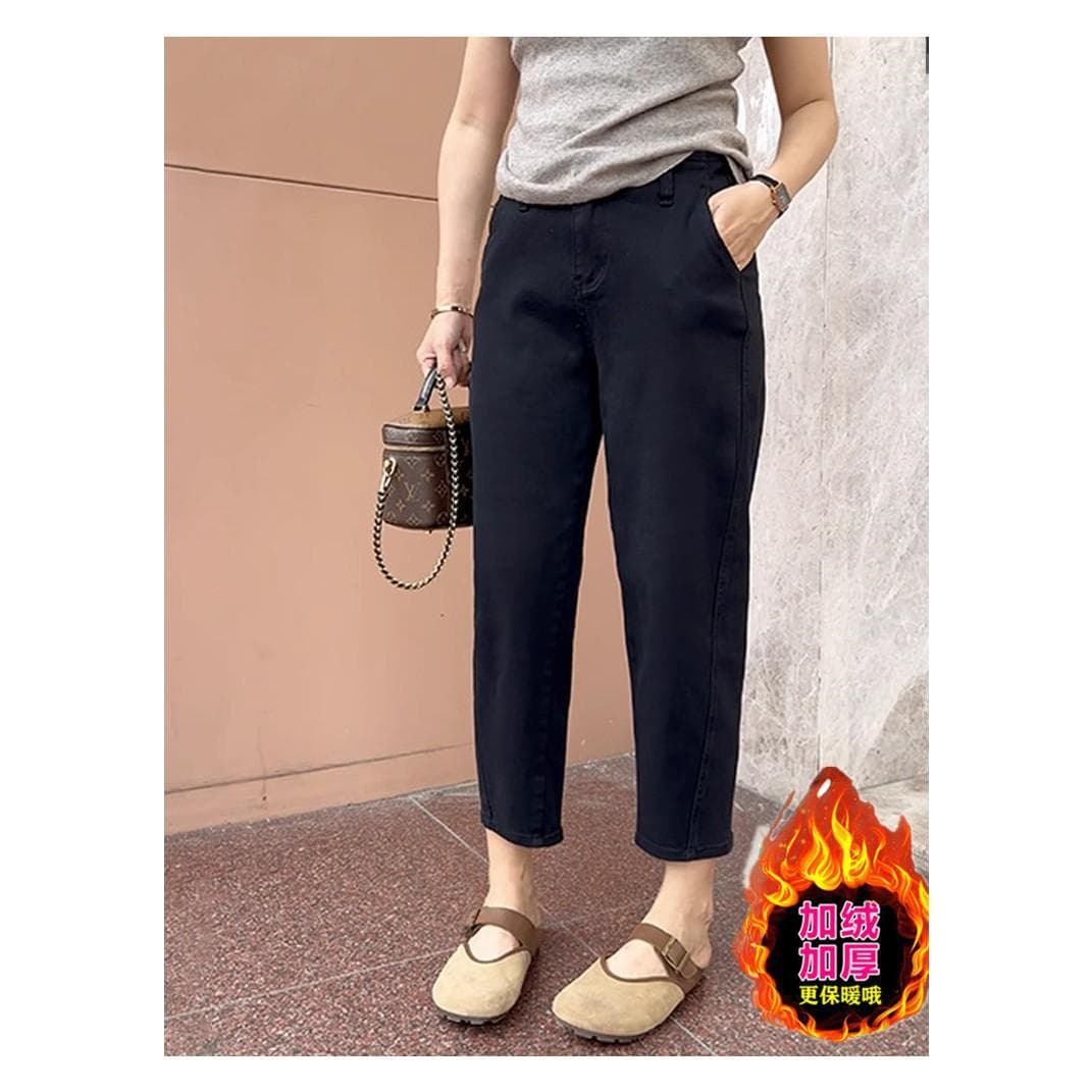 Plus Size Women's Harem Jeans, Super Soft, Spring New Arrival, Pear-Shaped Fit, Loose Stretch, Off-White Dad Pants