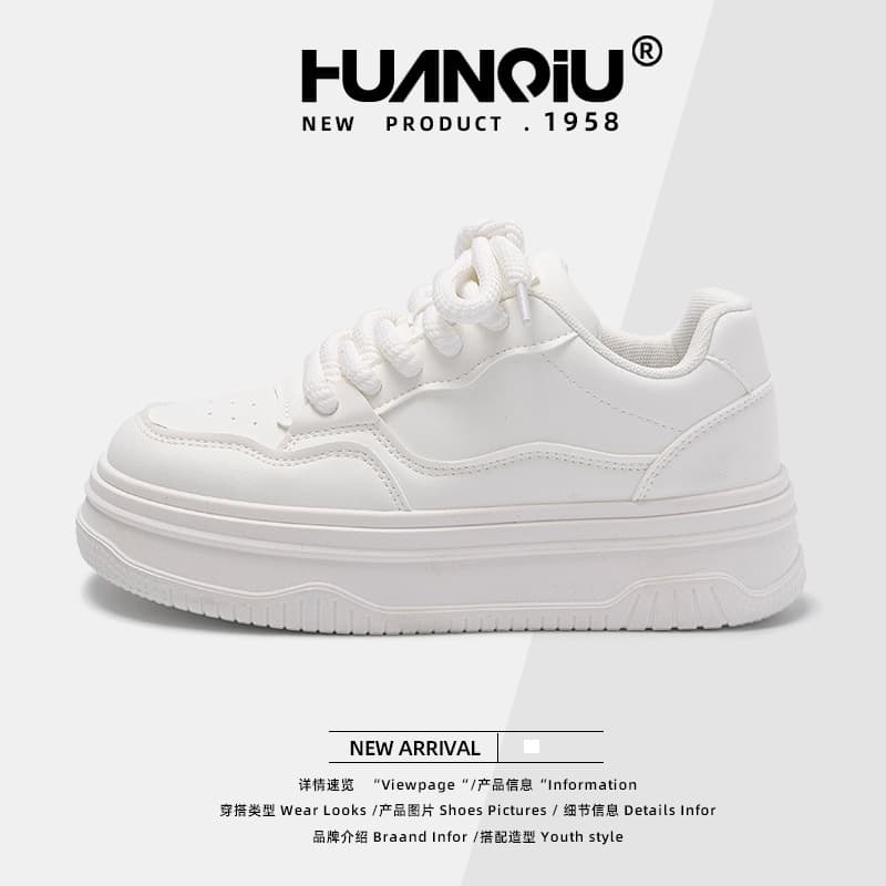 Global Platform Height Increasing Women's Shoes ZHQ68056G Autumn New Style Hidden Height Increasing White Shoes Invisible Height Increasing Shoes Hot Selling Item