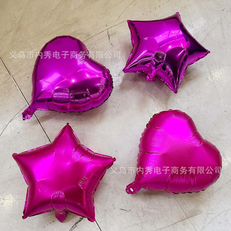 18-inch Heart-Shaped Aluminum Foil Balloon, Solid Color, Wedding Valentine's Day Decoration, Plain Heart Balloon for Wedding Room Decoration