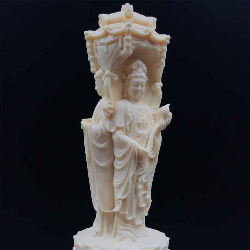 Carved Ivory Nut Carved Western Three Saints Amitabha Home Living Room Car Ornament Craft Buddha Statue