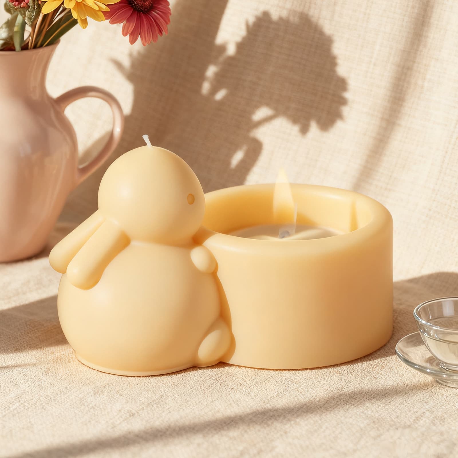 Rabbit Candle Holder Aromatherapy Plaster Candle Cup Ornaments Grinding DIY Cute Little Rabbit Storage Jar Glue Silicone Mold