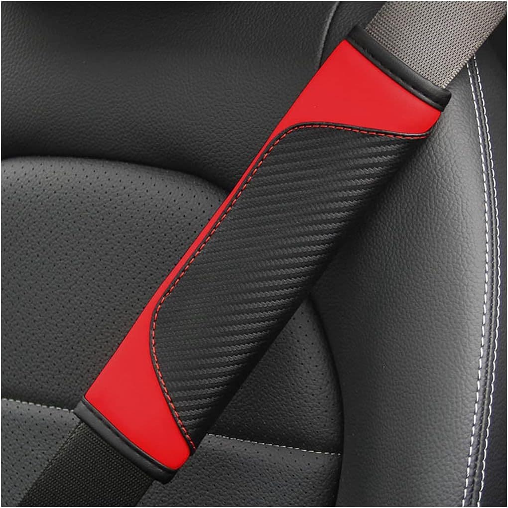 Carbon Fiber Car Seat Belt Shoulder Pad Breathable Leather Soft Protector