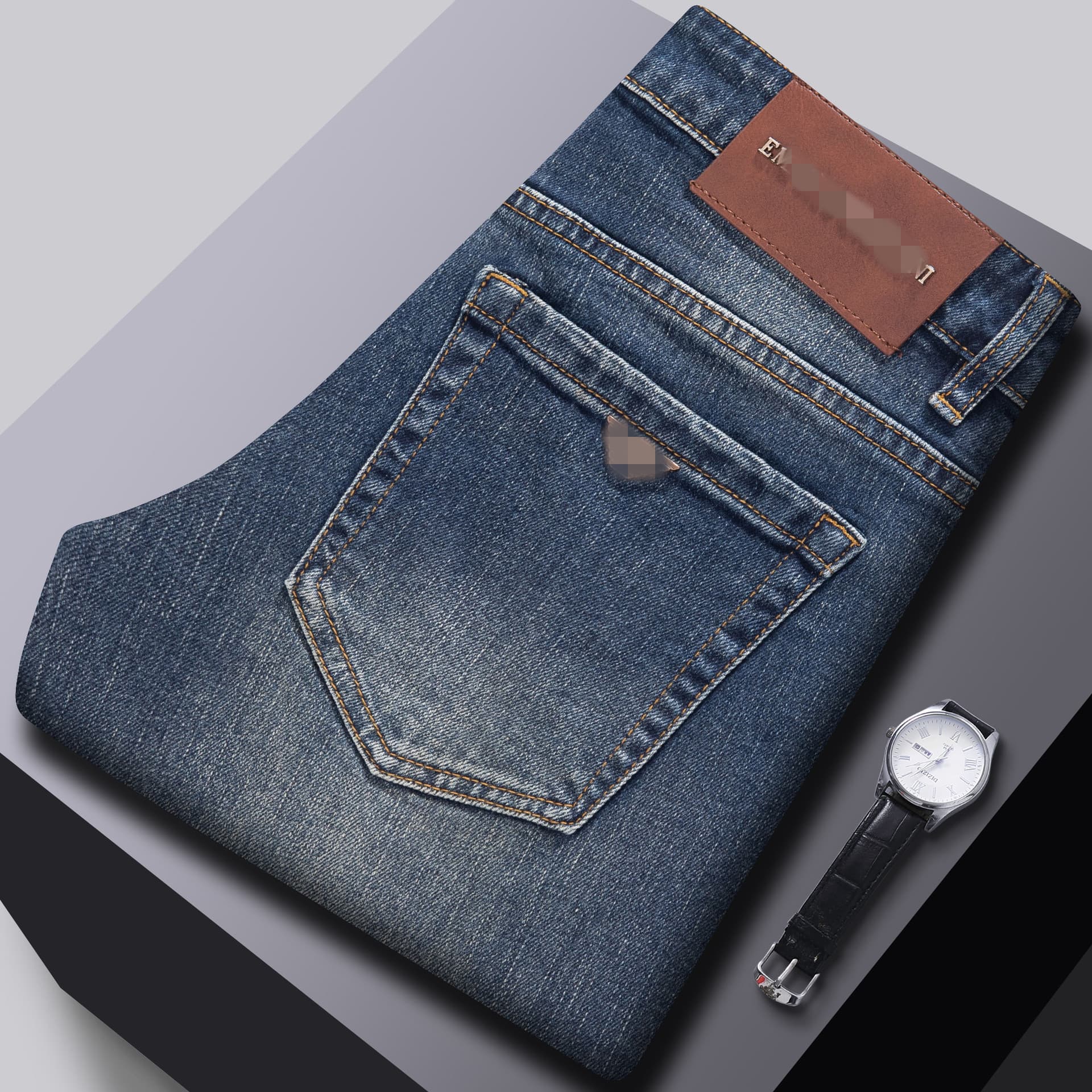 Guangzhou Xintang Men's Jeans, Korean Style Slim Fit, High-Quality European Style Stretch Pants, Autumn/Winter Grade A Imitation Pants