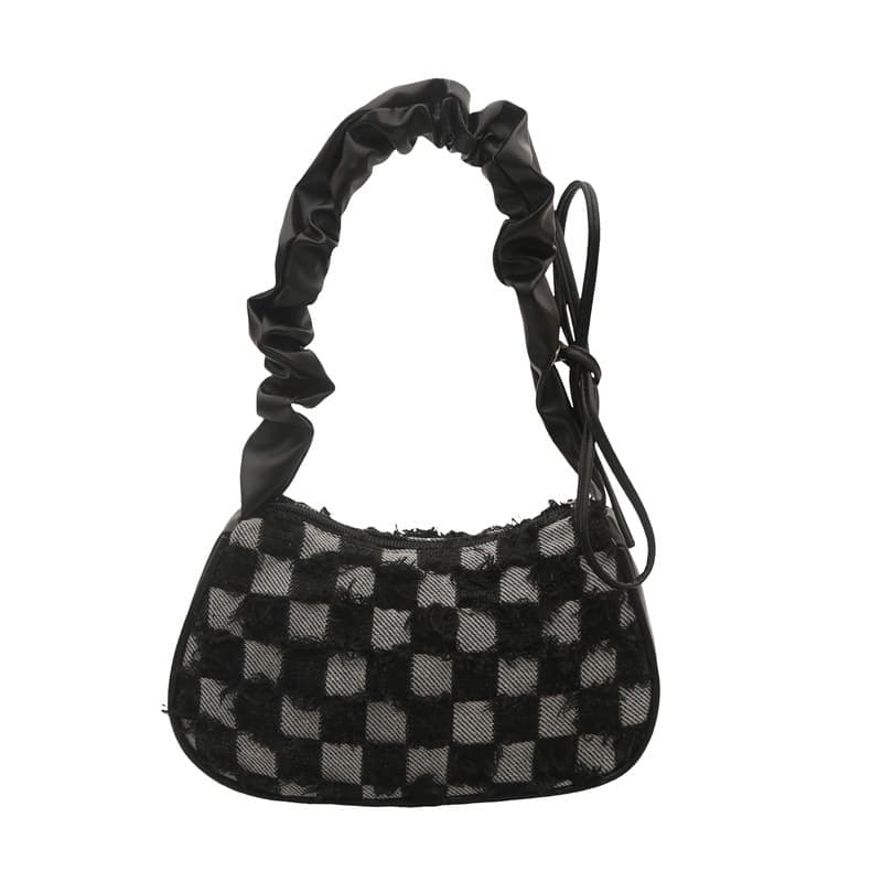 Star Denim Canvas Underarm Bag for Women, New Cross-Border Plaid Shoulder Bag, Fashionable and Versatile Underarm Bag for Women