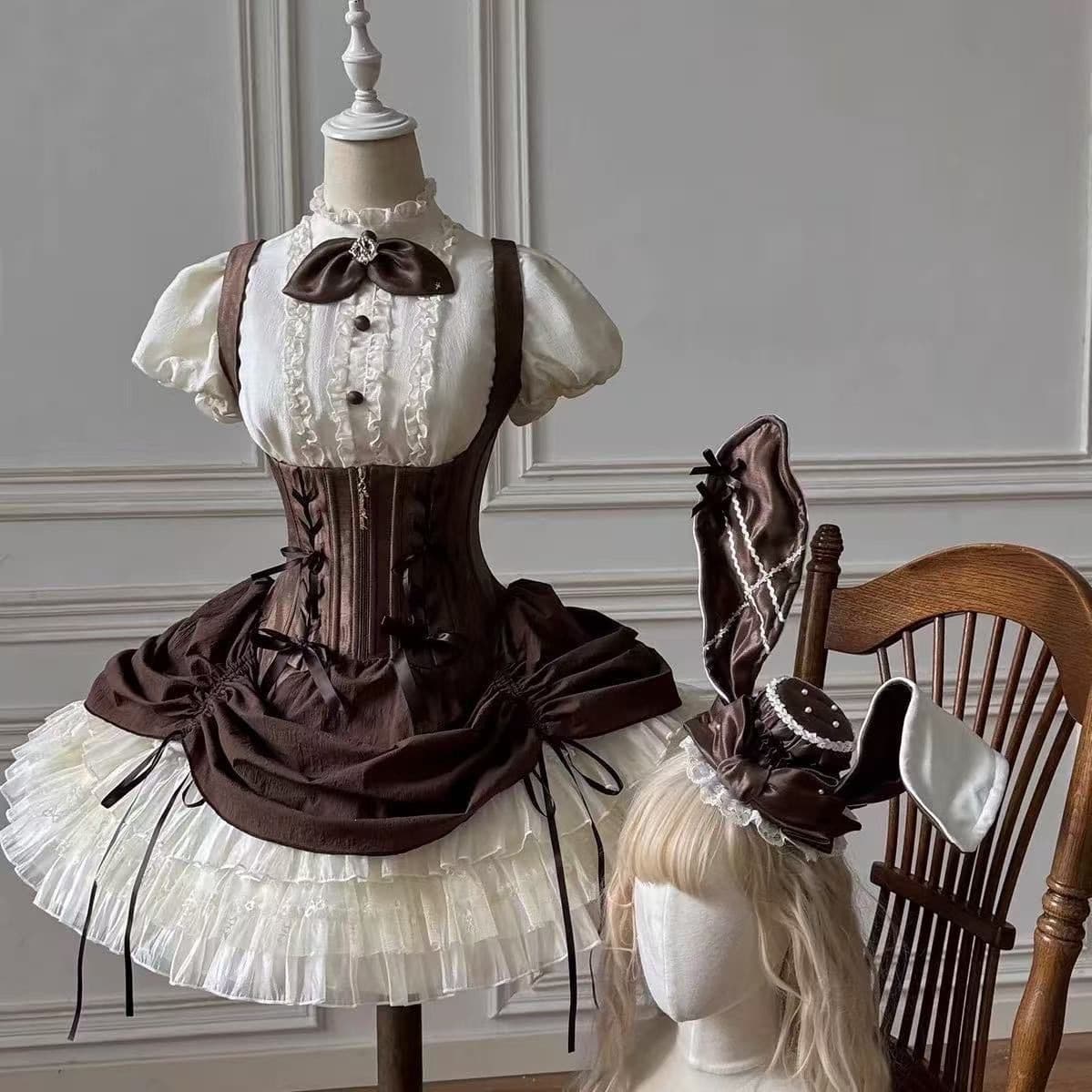 Lolita Fishbone Corset Waist Cincher Daily Cute Gothic Princess Dress Domestic First and Second-Tier Brands
