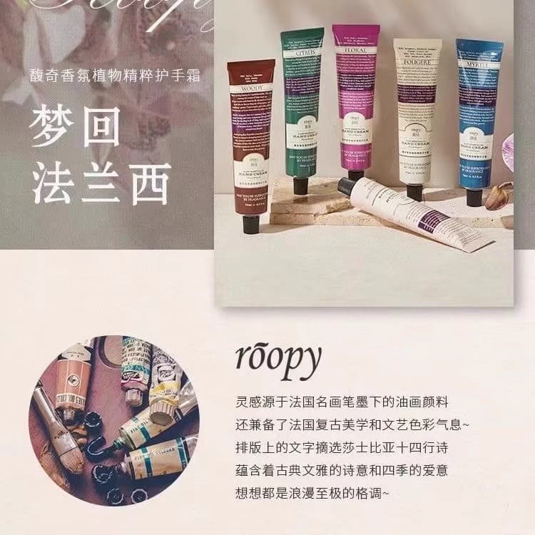 ROOPY Hand Cream for Women - Moisturizing, Hydrating, Whitening, Non-Greasy, Portable, Refreshing for Summer, Autumn, and Winter