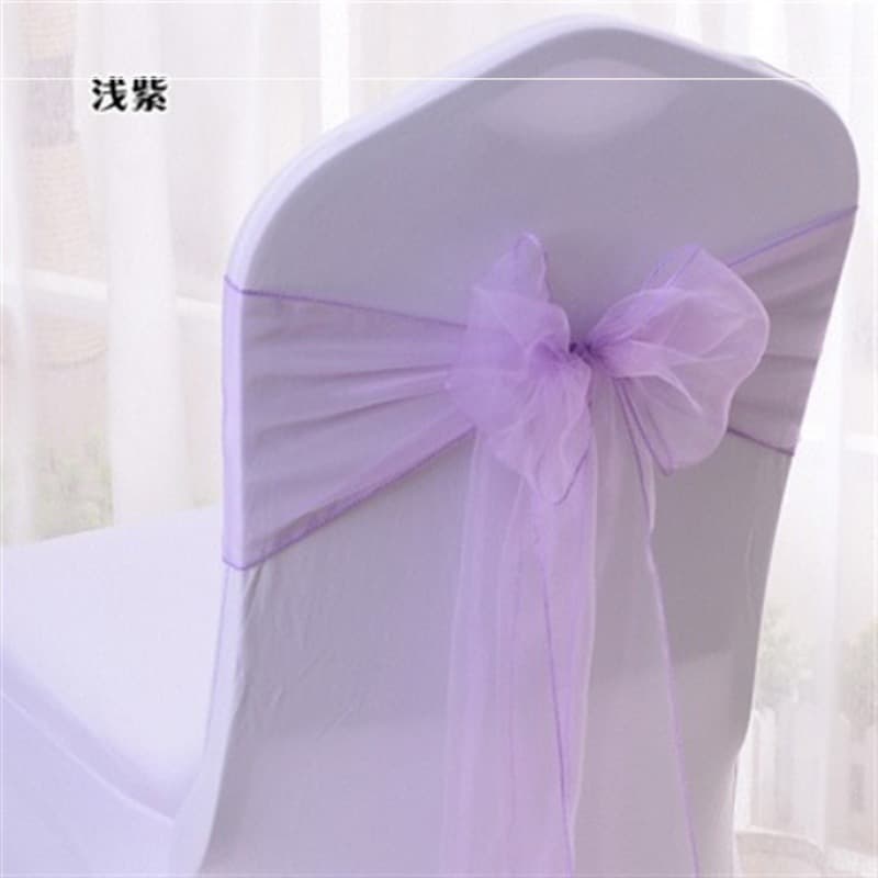 Organza purple glass yarn ribbon flower chair back wedding hotel Taibao bow wedding decoration party chair