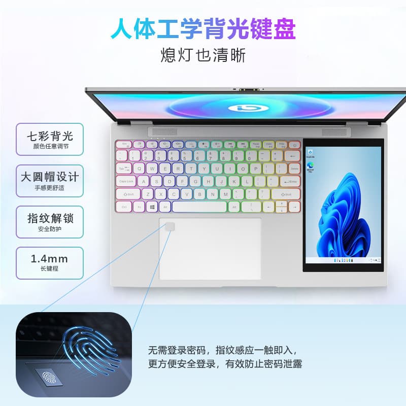 15.6+7 inch Dual-Screen Touchscreen N95 Portable Business Laptop (Wholesale) with Detachable Webcam