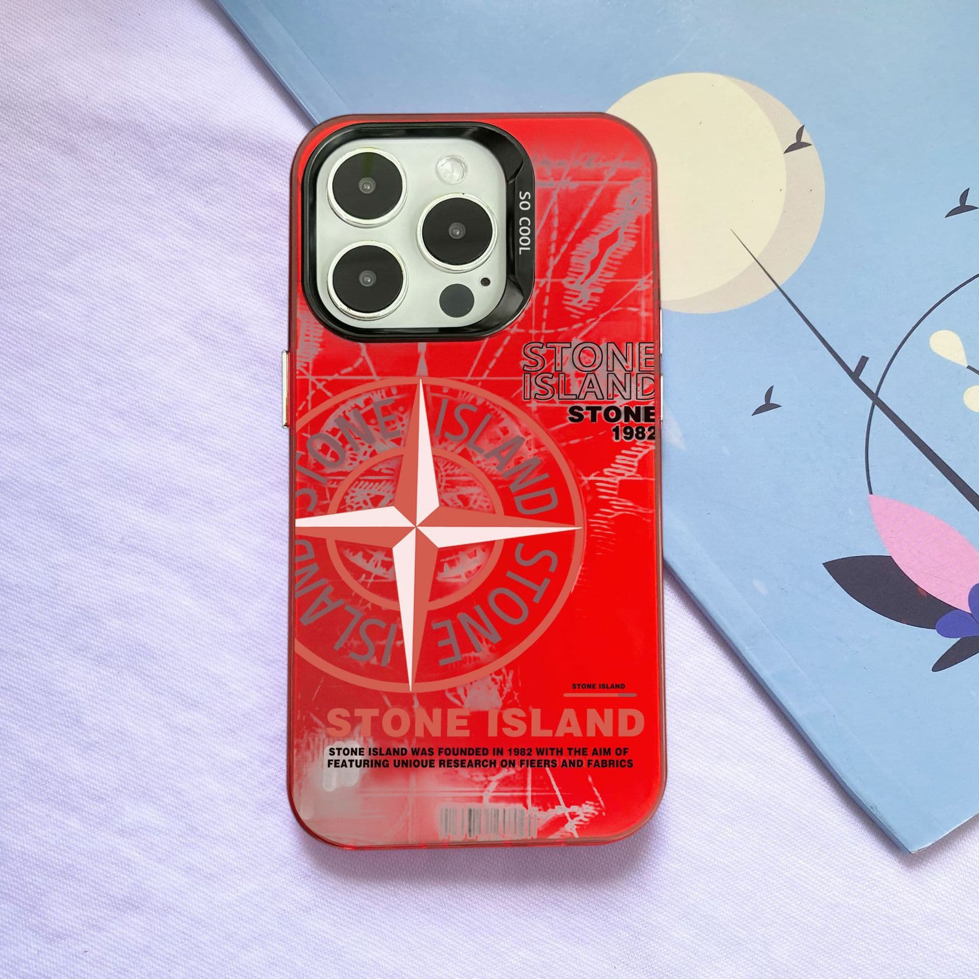 Compatible with iPhone 16 Case Apple 15 PC 12 Pro Max 13 Cross-border 11 Color Silver IMD 14 Trendy Stone Island 7
