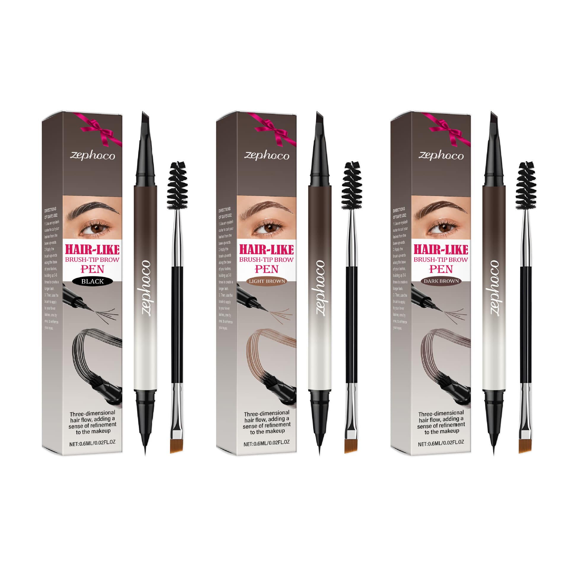 Zephoco Natural Wild Eyebrow Pencil (Cross-border Spot Goods) - Smooth Lead, Dual-Ended Design, Easy-to-Use Makeup Tool