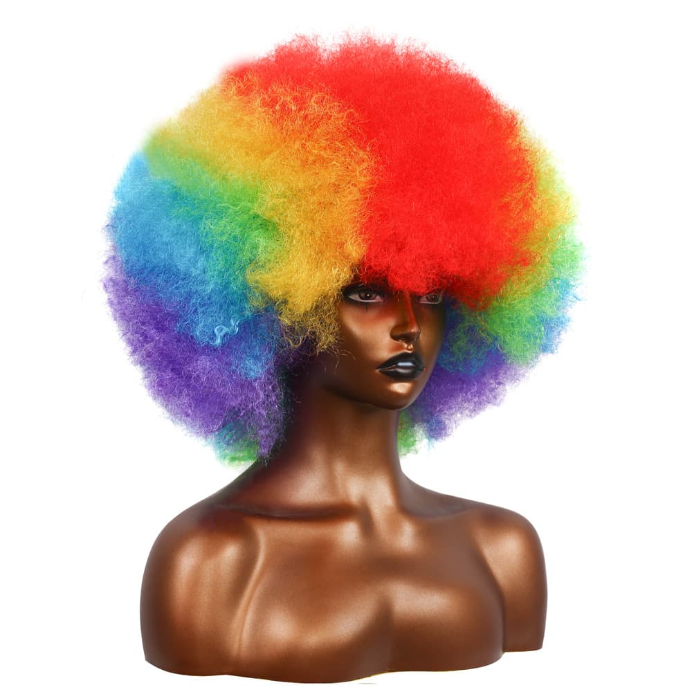 Cross-Border Hot-Selling Popular European and American Festival Performance Party Black Fluffy Afro Short Synthetic Clown Wig