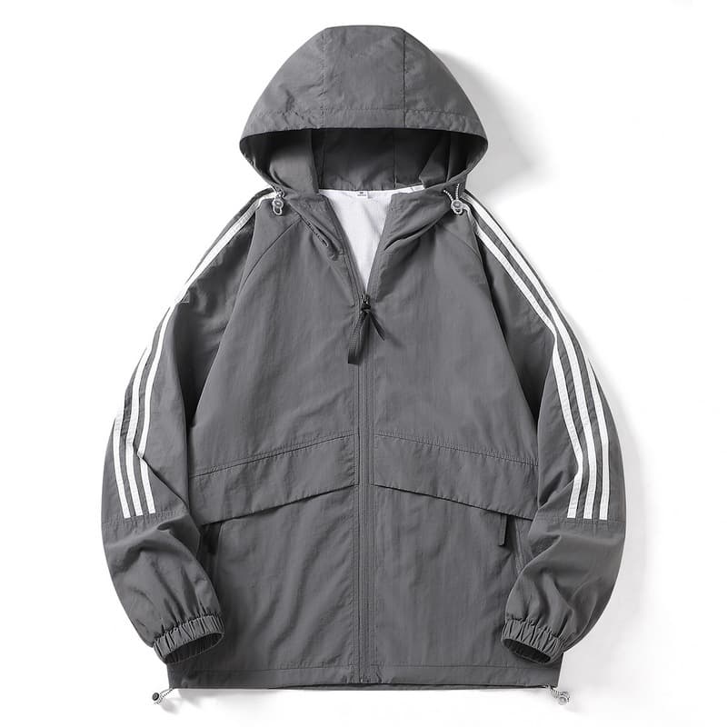 Spring and Autumn New Couple Hooded Men's Jacket Three Bars Sunscreen Coat Windproof Waterproof Hooded Outer