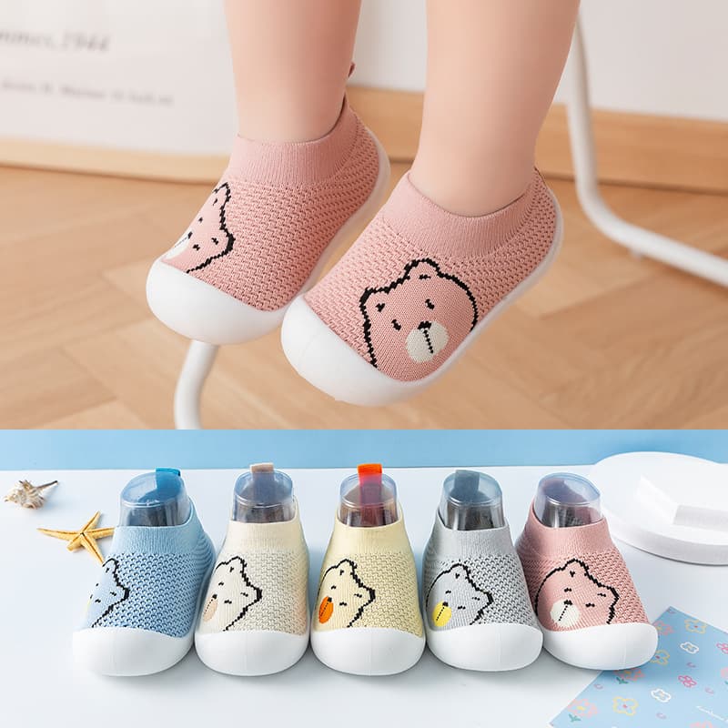 Cross-border Hot Selling Spring/Autumn Baby Walking Shoes Toddler Shoes Breathable Anti-slip Soft Sole Non-slip Heel Fly-knit Sock Shoes for 1-2 Years Old