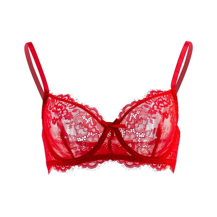 Sexy Lingerie Hollow Lace Red Hot Bra Women Single Piece
