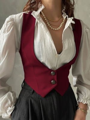 Korean Style Casual Temperament Women's New Fashion Vest Fake Design Versatile Flesh-Covering Top