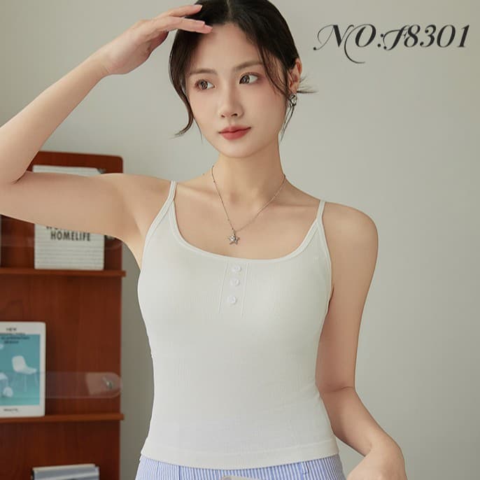 Seamless Camisole with Chest Pads for Women, Modal Inner Wear, Beautiful Back Design, Integrated Bra, Thin Summer Base Layer