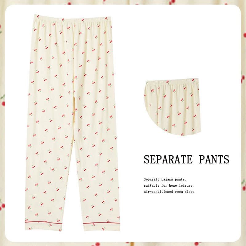 Floral Series Loungewear Pajama Pants for Women - Summer Thin Straight Leg Pants, Spring/Fall Loose Fit Homewear, Air Conditioning Long Pants