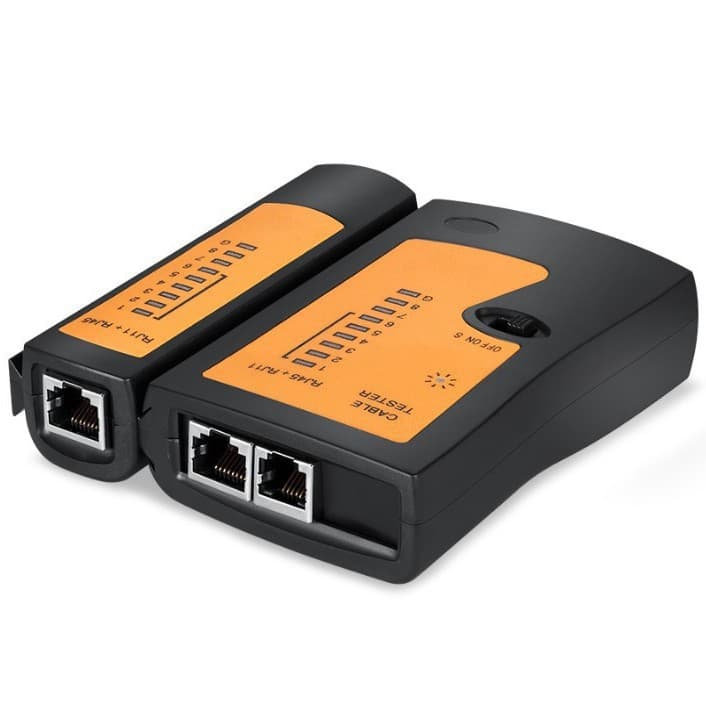 Black and Yellow Network Cable Tester Multifunctional Telephone and Ethernet Cable Testing Tool for Computer Networks