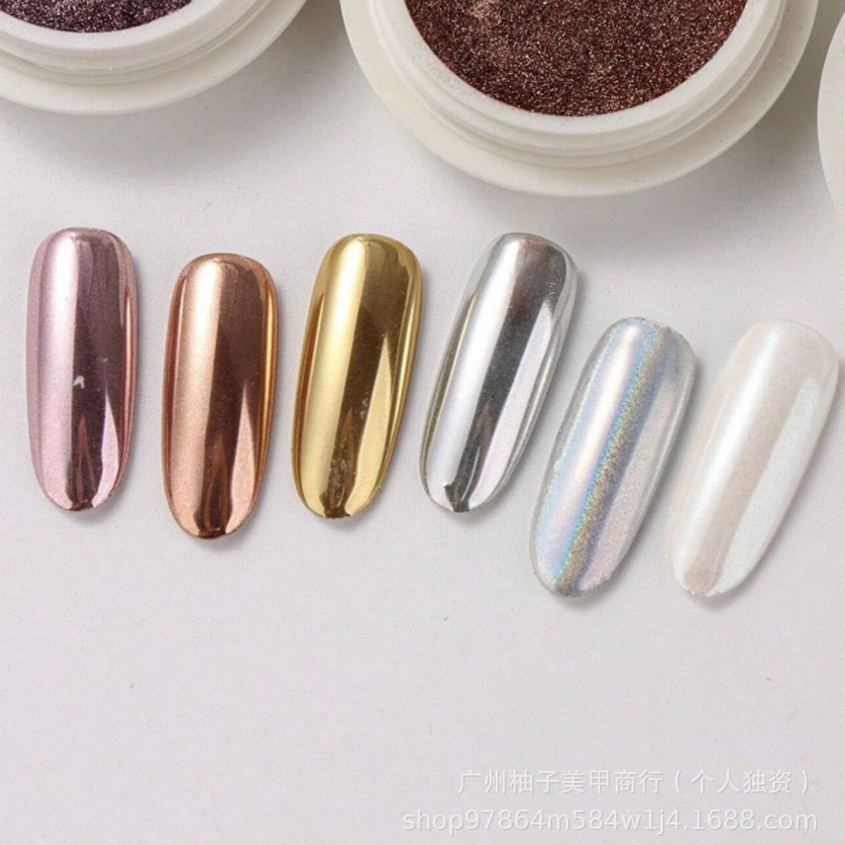 Popular nail art styles include Moonlight White, Fairy Pink, Aurora Pink, Super Glitter Mirror Powder, and Icy Clear Magic Mirror Polarized Glitter.