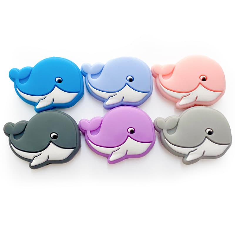 Cross-Border New Infant Whale Cartoon Silicone Beads Creative DIY Baby Teether Loose Beads Pen Beads Wholesale