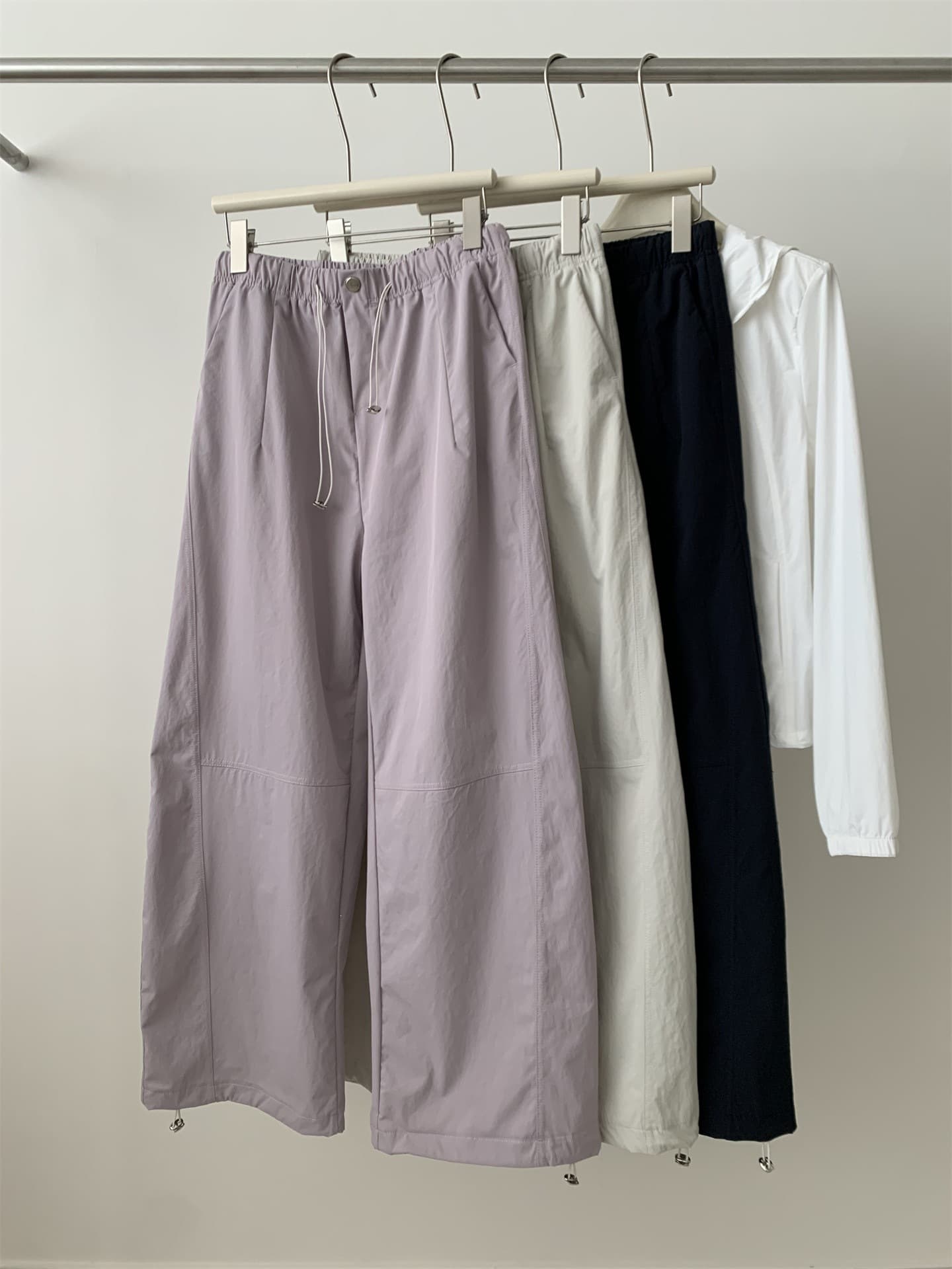 Lightweight Functional Thin Two-Way Drawstring Sun Protection Pants for Women, Slimming Versatile Korean Curved Blade Wide Leg Pants Summer