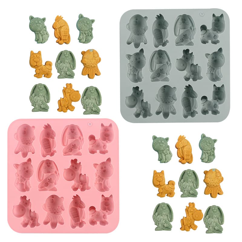 Animal Theme Puppy Pony Kitten Parrot Fish Candy Chocolate Flipper Cake Decoration Making Silicone Mold