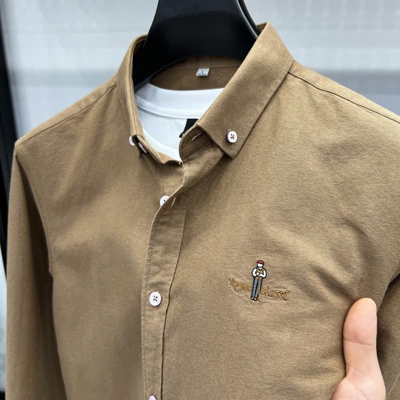 Cross-border [Pure Cotton Oxford Fabric] Tommy Long-Sleeve Shirt 2024 Autumn/Winter New Style Soft Brushed Shirt