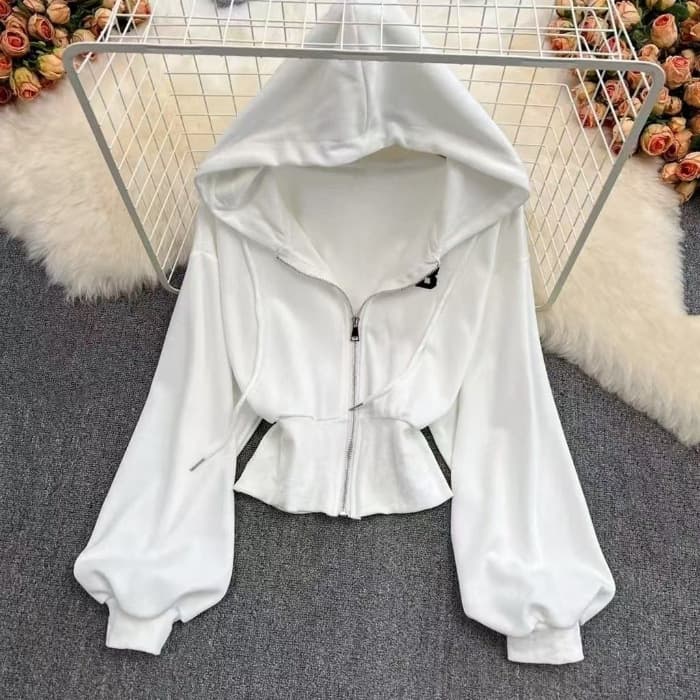 Zipper Hoodie Waist Cinching Loose Casual Women 2025 Spring Autumn Winter New