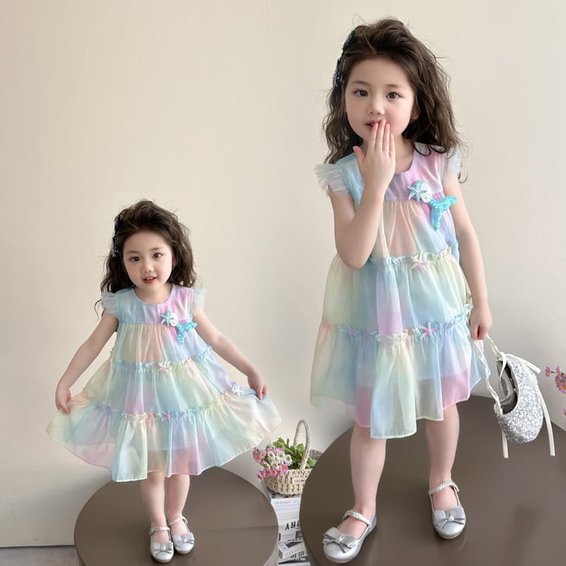 Girls' mesh dress, summer style, 2026 new style, fashionable little girl vest, baby princess dress