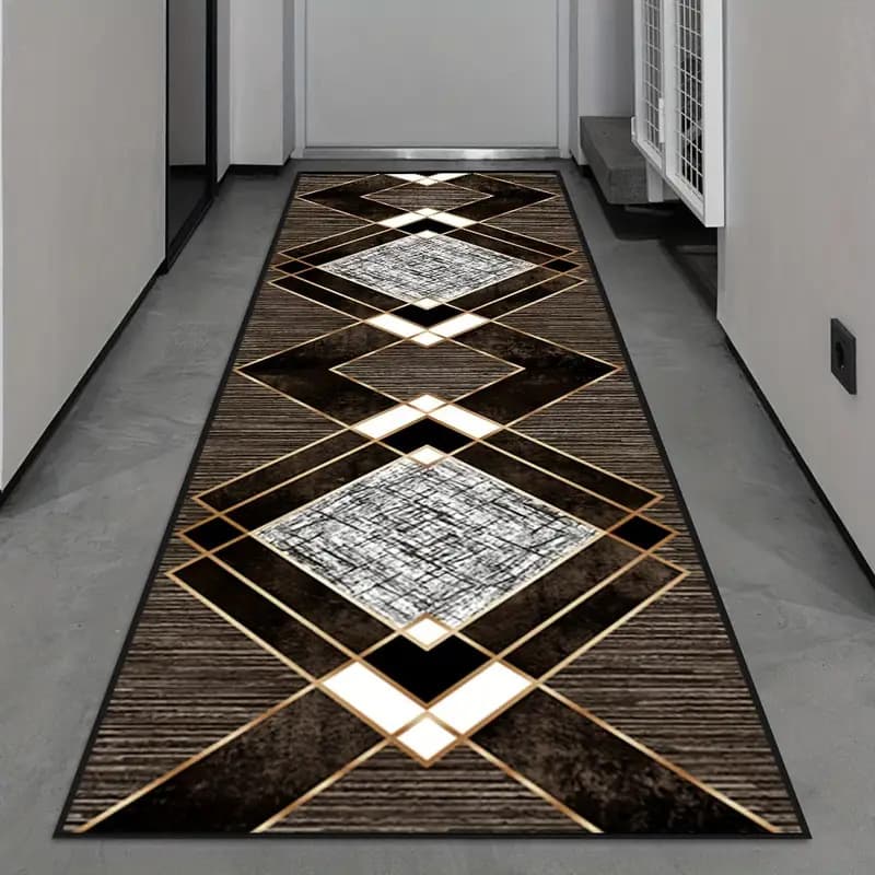 Cross-border temu European classic long strip crystal velvet floor mat, entryway hallway carpet, stain-resistant and easy to clean, wholesale available.