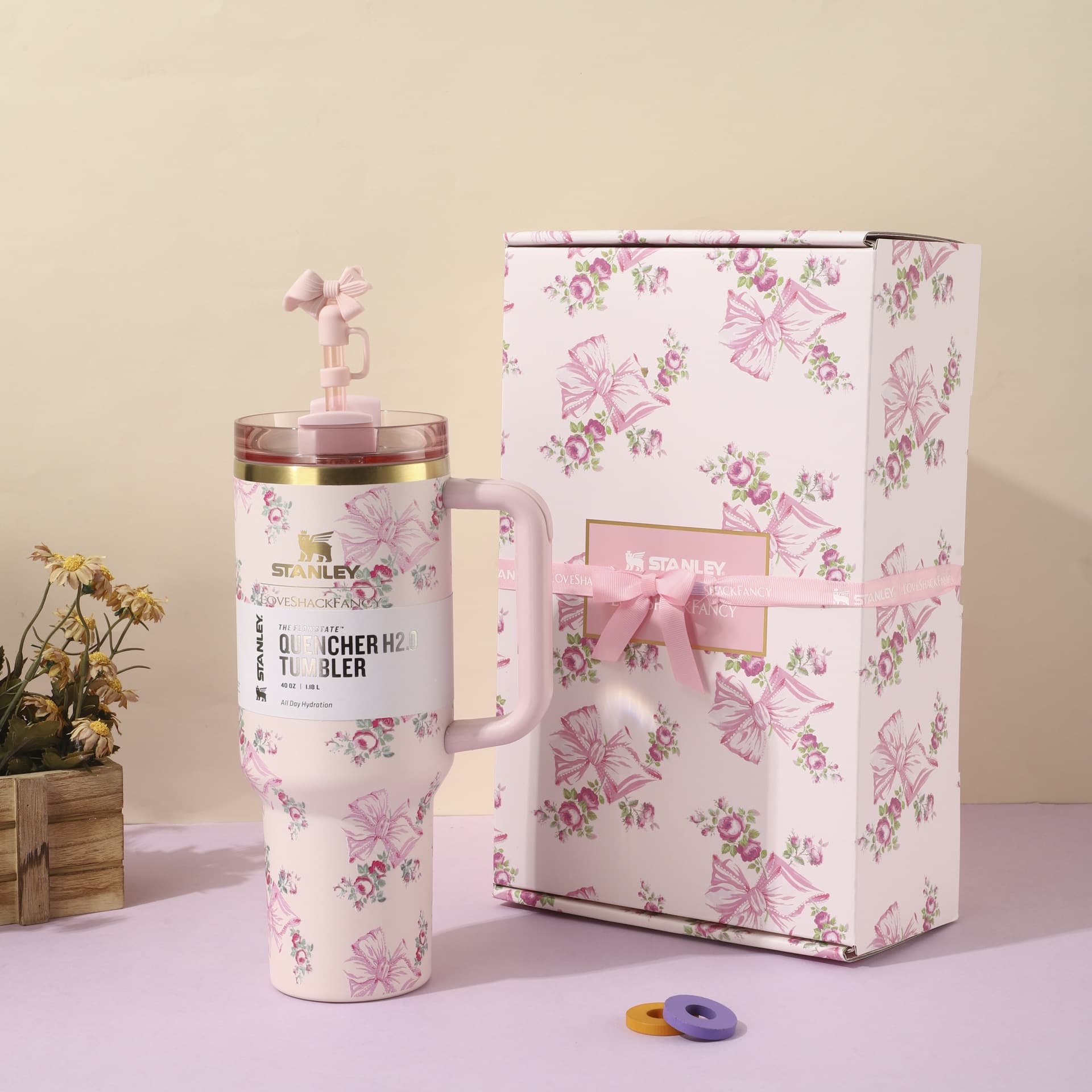 Stanley Blooming Flowers Insulated Mug 40oz Car Cup Stanley Floral Cup Fashionista/Car Cup Large Size