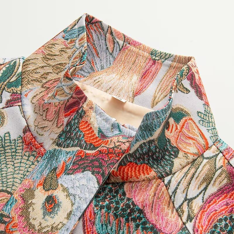 TAOP&ZA Women's Clothing 2026 Summer New Arrival: European and American Style Retro Stand Collar Elegant Short Printed Jacket