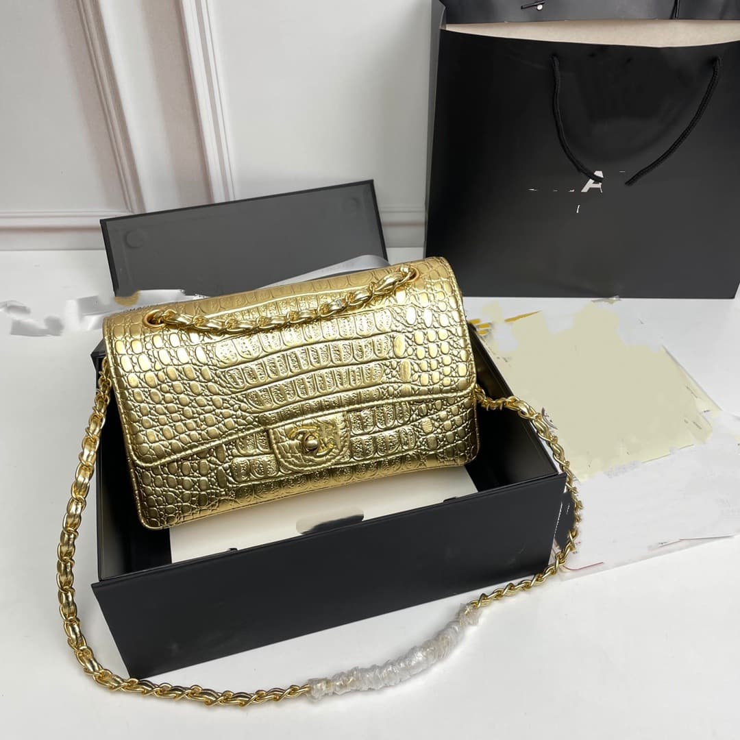 New Chanel Style Crocodile Leather Underarm Shoulder Crossbody Bag Chain Genuine Leather Fashion Trendy
