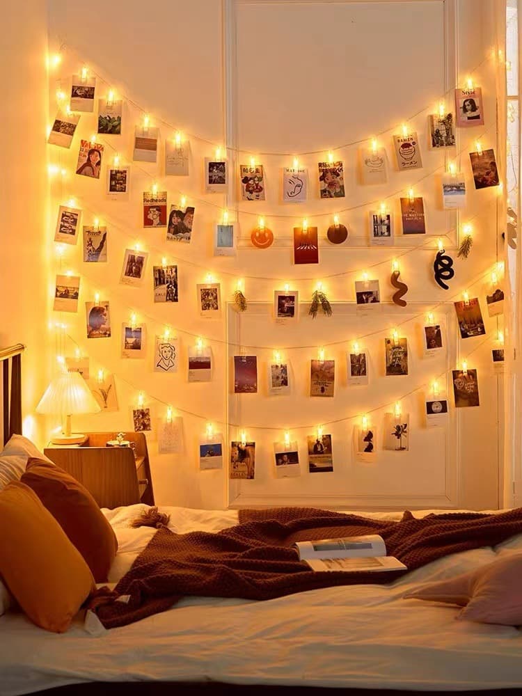 Factory wholesale internet celebrity LED Photo clip light string girl bedroom layout photo commemorative stall headlamp