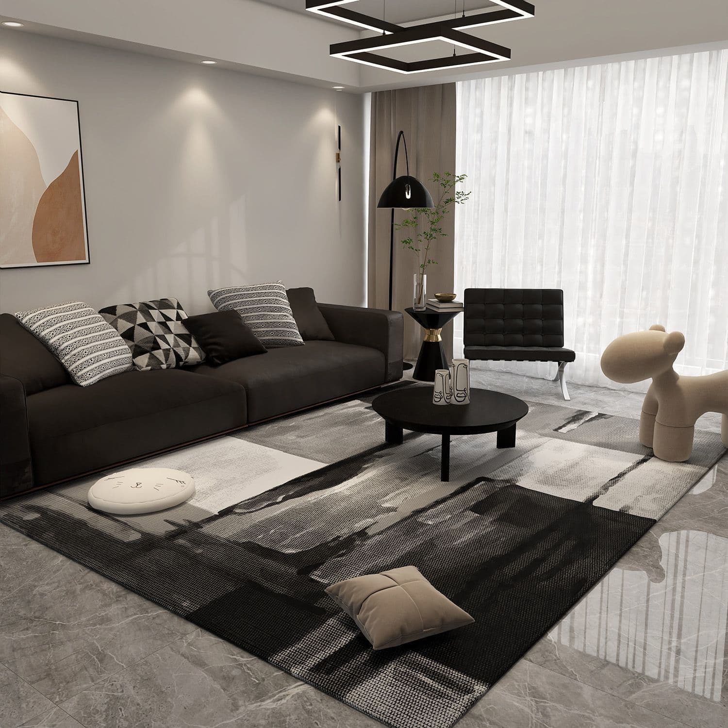 Carpet Living Room Stain-Resistant Easy-to-Care Simple Light Luxury High-Grade Cotton and Linen Loop Carpet Home Sofa Non-Slip Carpet
